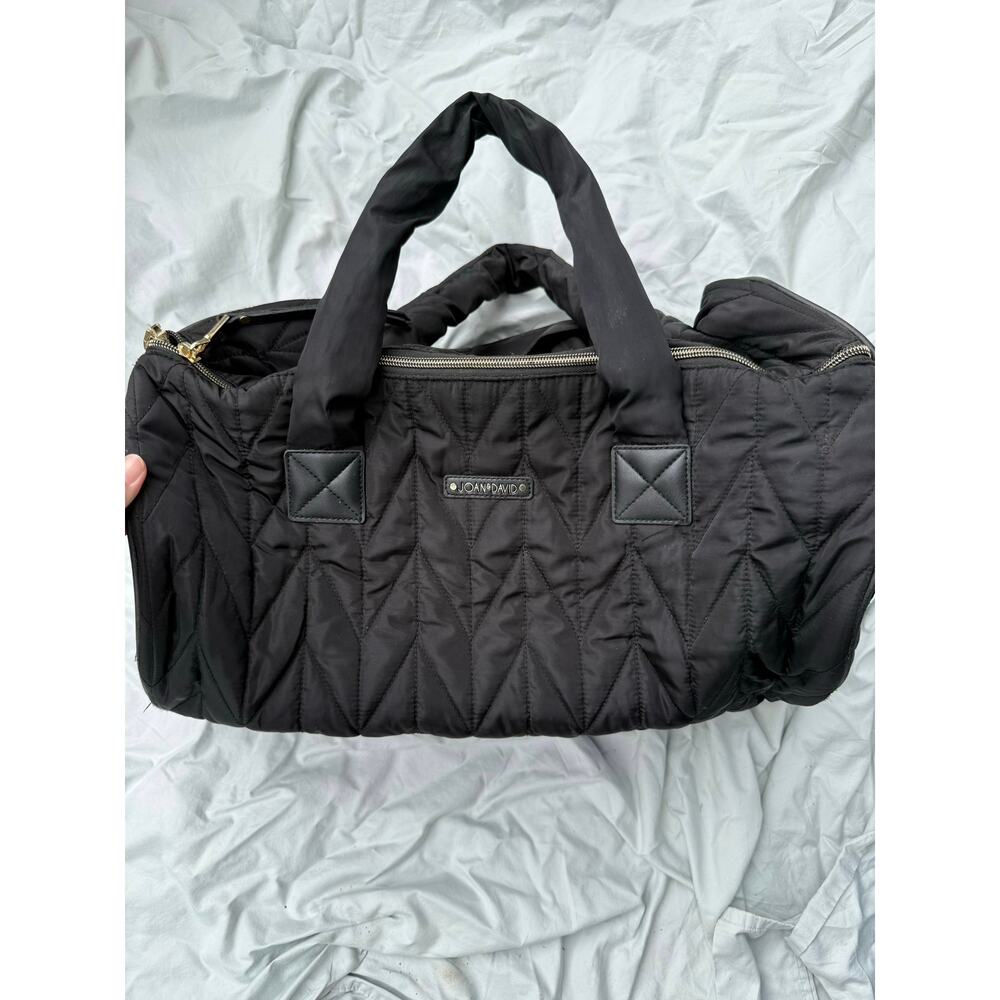 Joan & David Black Quilted Weekender Duffel Travel Bag – Flawed